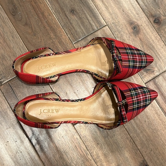 J. Crew Factory Tartan D’Orsay Flats with Mini Bow Plaid Holiday Bow Size 9.5 - Picture 10 of 14